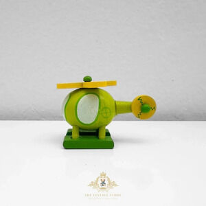 NWT Cute Mini Wooden Helicopter Airplane Yellow & Green Children's Toys Ages 5+